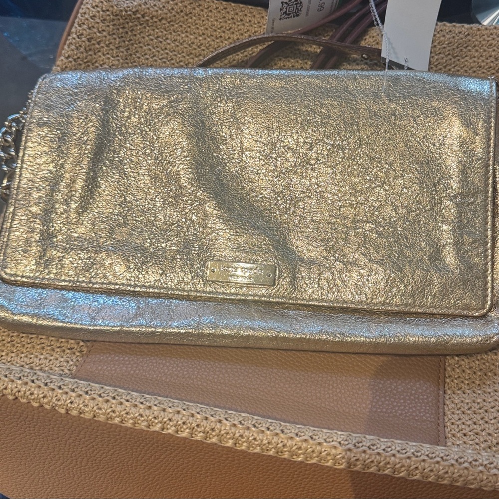 kate spade Gold Leather Women's Clutch